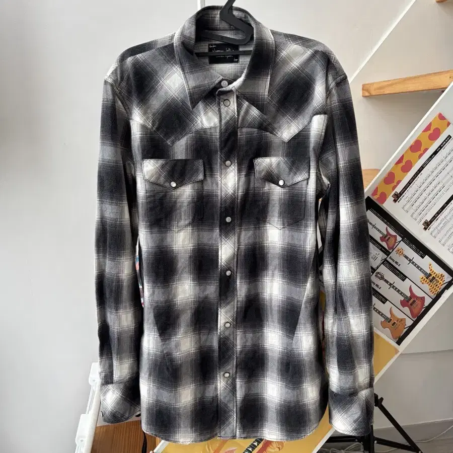 トップス numbernine check shirt Number Nine Checkered Shirt L Brown Cotton Vintage Gently