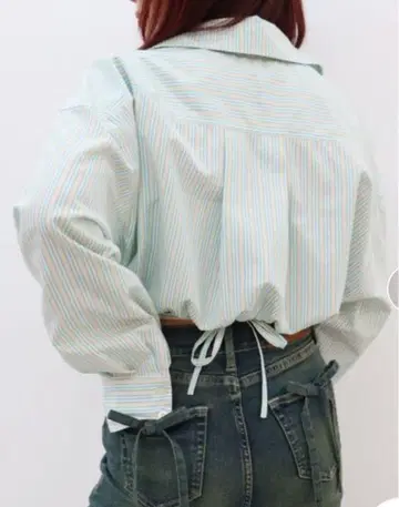 EVRIS 리본 디자인 스트라이프 셔츠