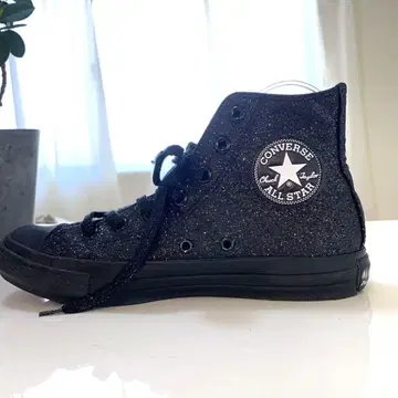 Converse 올스타 블랙 글리터 하이컷 24.5cm