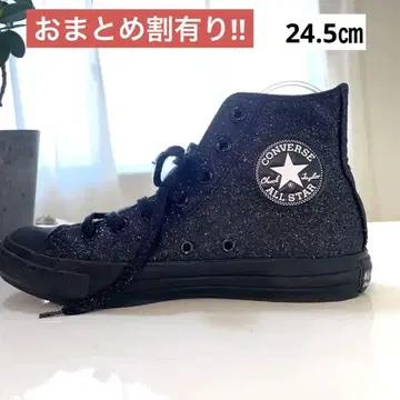 Converse 올스타 블랙 글리터 라메 하이컷 24.5cm