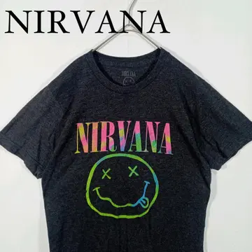 NIRVANA 그래픽 티셔츠 다크 그레이 스마일리 M