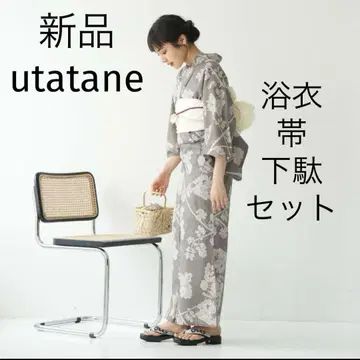 새상품 utatane 3개 세트 여성용 유카타 오비 일본 나막신 그레이지