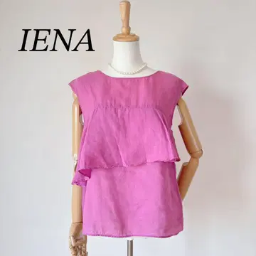 IENA 린넨 슬리브리스 탑 프릴 비대칭 핑크 퍼플