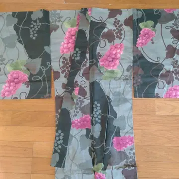 포도 패턴 유카타 단품 그레이 계열