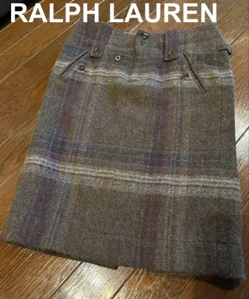 RALPH LAUREN 체크 무늬 타이트 스커트 랄프 로렌 알파카 혼방