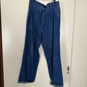 다크 블루 와이드 레그 데님 L 사이즈