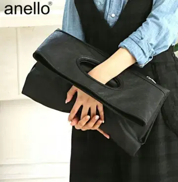 anello 블랙 클러치백 인조 가죽 핸드백