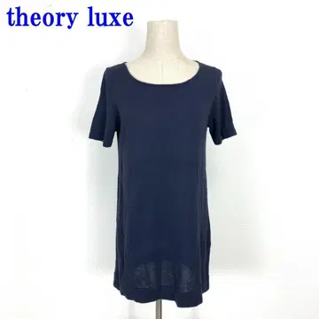 띠어리 럭스 반팔 니트 튜닉 면 네이비 38 C1475