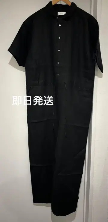 카구레 린넨 하프 슬리브 올인원 블랙