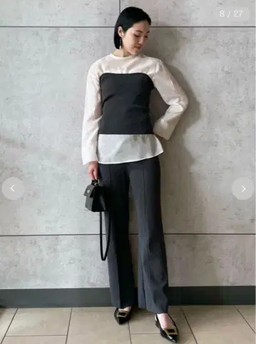 미라오엔 미사용 새상품 화이트/블랙 레이어드 셋업