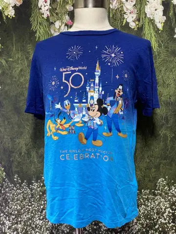 WALT 디즈니 월드 50주년 티셔츠 블루 L 사이즈