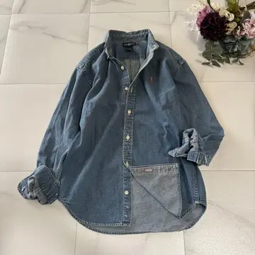 Ralph Lauren 데님 긴팔 셔츠 홀스 로고 버튼 다운