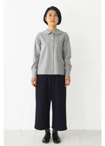 A. 도트 a. 일본제 피터팬 칼라 셔츠 그레이 체크 긴팔 M