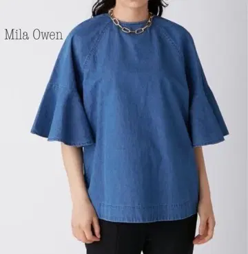 미라 오웬 Mila Owen 데님 래글런 플레어 슬리브 튜닉 S