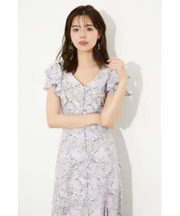 rienda 더블 프릴 슬리브 플레어 원피스 A라인 M