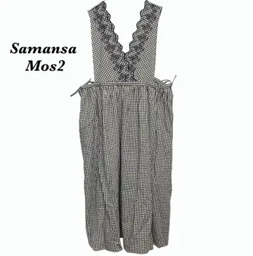 사만사 모스모스 Samansa Mos2 깅엄 체크 원피스 베이지