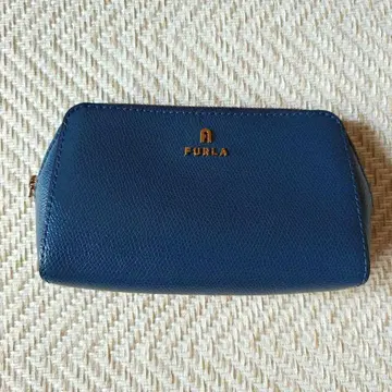 FURLA 네이비 파우치 메이크업 파우치 M 골드 로고 훌라