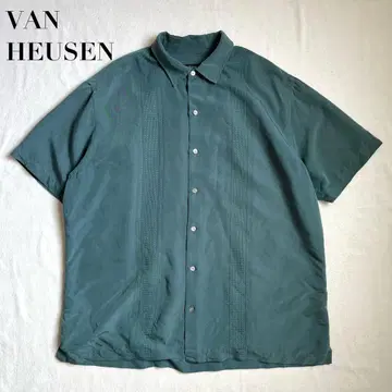 VAN HEUSEN 반팔 셔츠 쿠바 셔츠 레이온 자수 반팔 셔츠