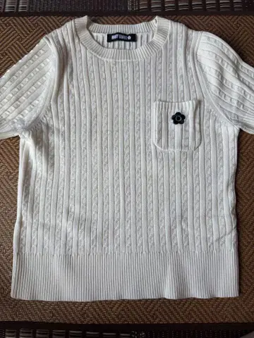 MARY QUANT 케이블 니트 반팔 스웨터