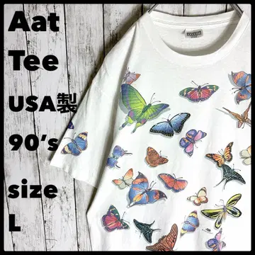 USA 제 90년대 아트 그래픽 티셔츠 L 벌레 양면 프린트 빈티지