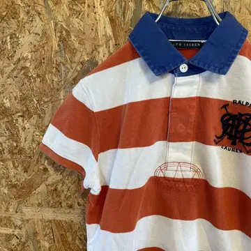 AE8391 Ralph Lauren 피케 셔츠 화이트 오렌지 레이디