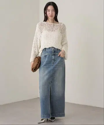 라운지 드레스 데님 스트레이트 스커트