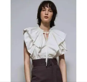 프레이 아이디 더블 퍼프 코튼 블라우스 화이트