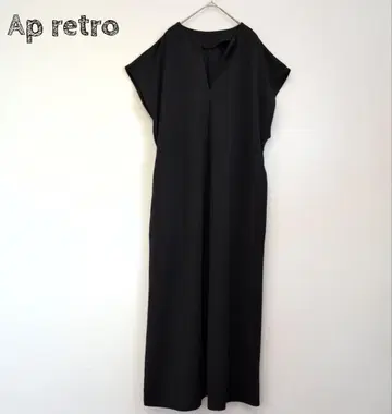 ap retro 깊은 V넥 점퍼 스커트 프렌치 슬리브 반팔