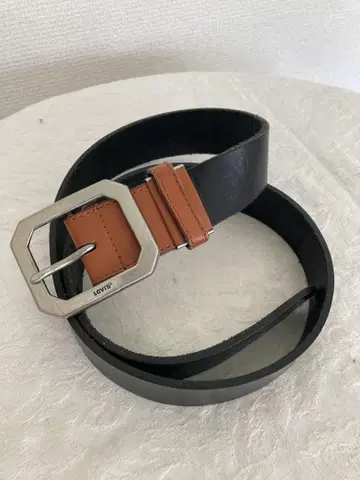Levi's 블랙 브라운 가죽 벨트 팔각형 버클