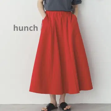 hunch 발수 롱 플레어 스커트 허리 드로 코드