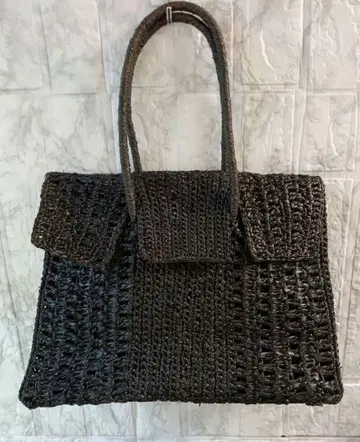 MAISON N.H. PARIS 블랙 라피아 토트백