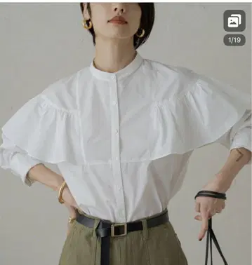 라운지 드레스 긴팔 블라우스 숄더 프릴 블라우스