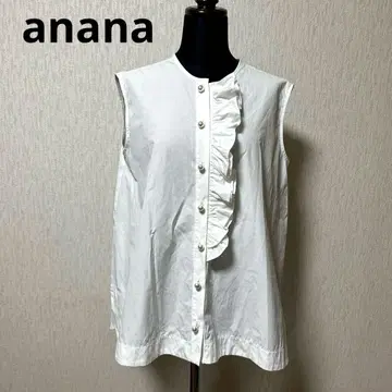 anana 아나나 슬리브리스 셔츠/블라우스 프릴 펄 버튼 F