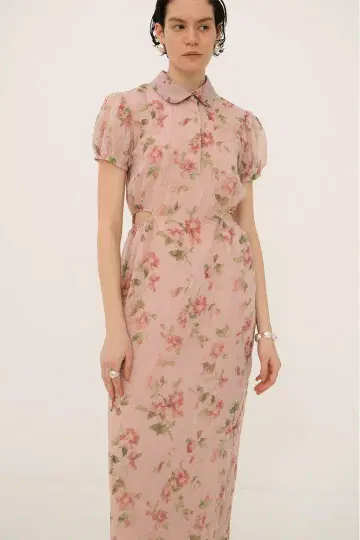 SHEER FLOWER MINI PUFF ONEPIECE