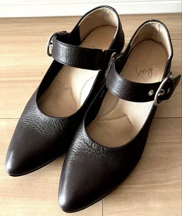 ing 스트랩 로우힐 펌프스 천연 가죽 2way 브라운 23.5cm