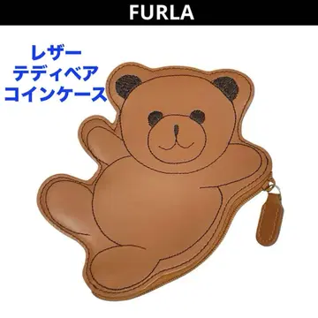 FURLA 훌라 가죽 테디베어 코인 케이스 동전 지갑 파우치 브라운