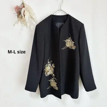 노카라 자켓 꽃무늬 자수 일본 의류 11ABR 블랙 M-L 세레모니