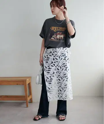 DISCOAT 랩 스커트 랩 레이스 스커트 랩 스커트