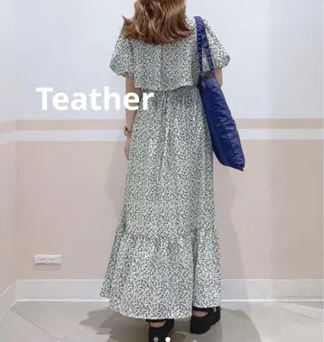 헤더 teather 셔링 꽃무늬 원피스 블루 여성용 S