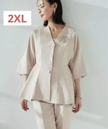루이에 2XL 노카라 돌먼 슬리브 페플럼 수트 셋업 2점