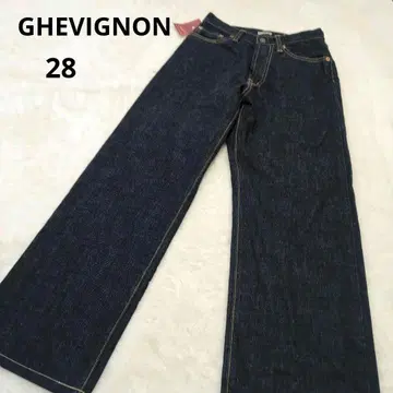 GHEVIGNON 데님 스트레이트 버튼 플라이 빨간색 귀 네이비 미사용