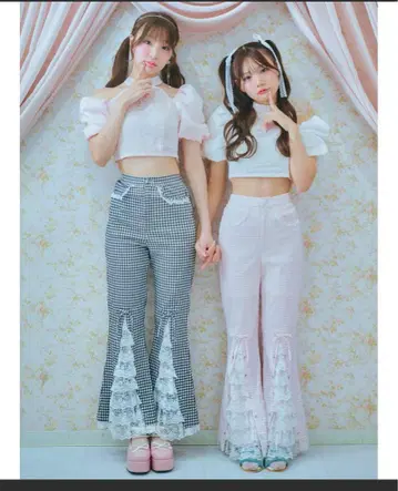 Meroir 깅엄 프릴 팬츠 M