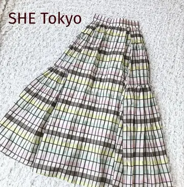 새상품급 SHE Tokyo Michelle 멀티 체크 스커트