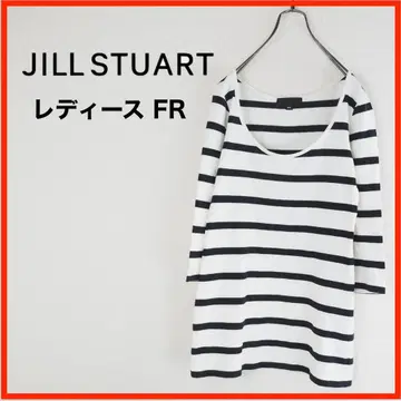 A3553*JILL STUART*7부 소매 티셔츠*FR*보더*블랙*화이트