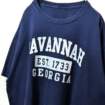 조지아 사바나 로고 T셔츠 네이비 컬러 구제 의류