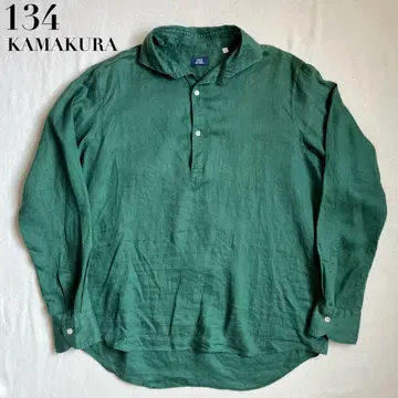 134 KAMAKURA 가마쿠라 셔츠 풀오버 린넨 셔츠 L 그린