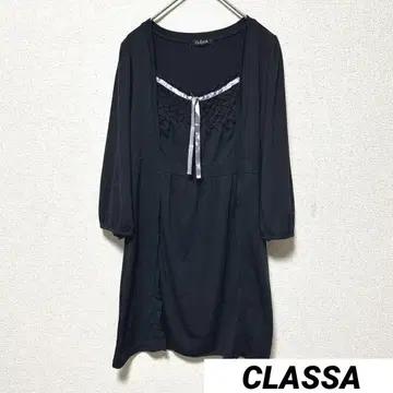 CLASSA M 긴팔 원피스 튜닉 심플 레이온 혼방