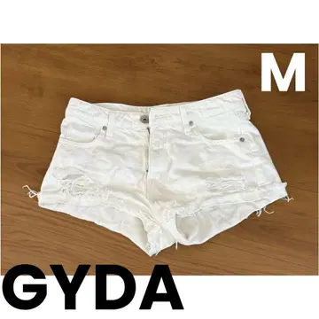 GYDA 화이트 데미지 숏팬츠 M 크러쉬 갸루