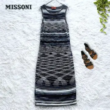 MISSONI 레이온 슬리브리스 원피스 이탈리아제 보더 블랙