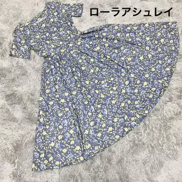 Laura Ashley 꽃무늬 반팔 원피스 블루 스카이블루 파랑 플리츠